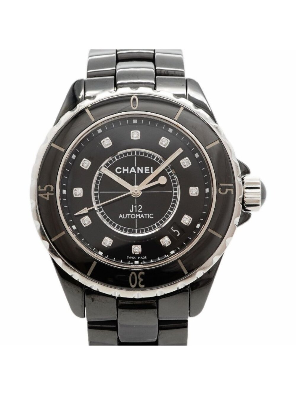 Chanel Diamond Black Dial Watch